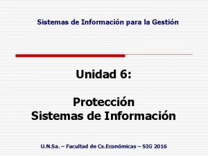 Sistemas de Informacin para la Gestin Unidad 6