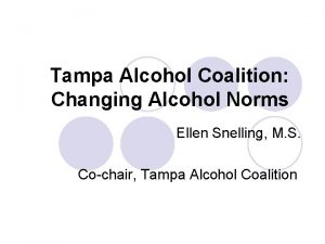 Tampa Alcohol Coalition Changing Alcohol Norms Ellen Snelling