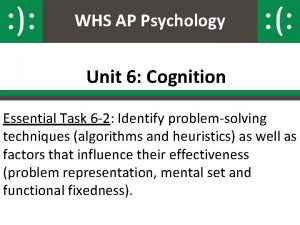 WHS AP Psychology Unit 6 Cognition Essential Task