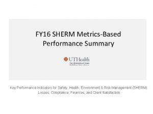 FY 16 SHERM MetricsBased Performance Summary Key Performance