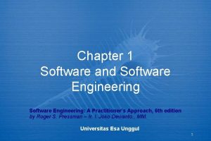Chapter 1 Software and Software Engineering A Practitioners