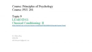 Course Principles of Psychology Course PSY 201 Topic