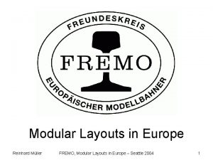 Modular Layouts in Europe Reinhard Mller FREMO Modular