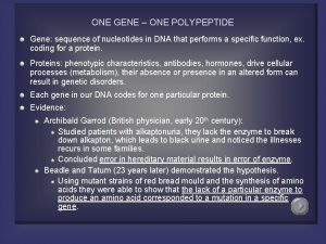 One gene one polypeptide