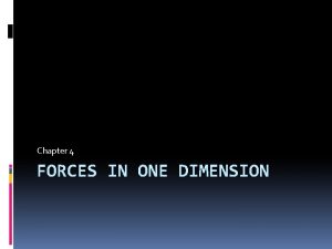 Chapter 4 FORCES IN ONE DIMENSION Force and