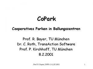 Co Park Cooperatives Parken in Ballungszentren Prof R