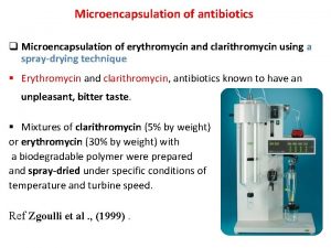 Microencapsulation of antibiotics q Microencapsulation of erythromycin and