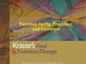 Nutrition during Pregnancy and Lactation Elsevier items and