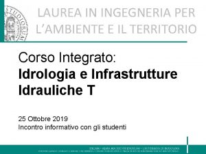 LAUREA IN INGEGNERIA PER LAMBIENTE E IL TERRITORIO