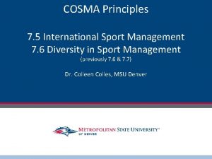 COSMA Principles 7 5 International Sport Management 7