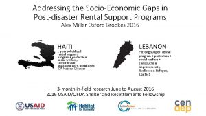 Addressing the SocioEconomic Gaps in Postdisaster Rental Support