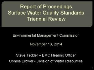 Report of Proceedings Surface Water Quality Standards Triennial