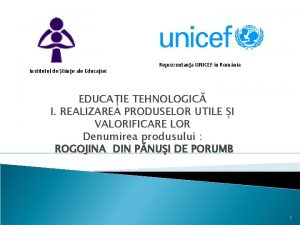 Institutul de tiine ale Educaiei Reprezentana UNICEF n