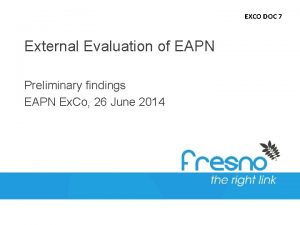 EXCO DOC 7 External Evaluation of EAPN Preliminary