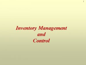 1 Inventory Management and Control 2 AMAZON com