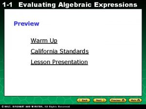 1 1 Evaluating Algebraic Expressions Preview Evaluating Algebraic