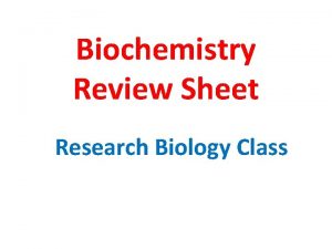 Biochemistry Review Sheet Research Biology Class DISACCHARIDE MONOSACCHARIDE