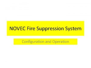 NOVEC Fire Suppression System Configuration and Operation NOVEC