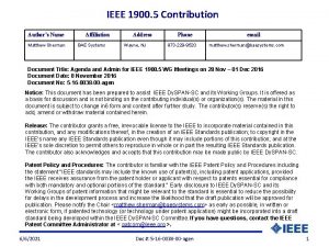 IEEE 1900 5 Contribution Authors Name Matthew Sherman