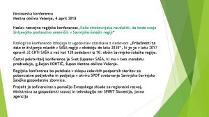 Novinarska konferenca Mestna obina Velenje 4 april 2018