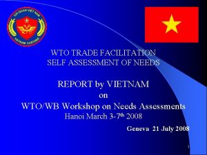 WTO TRADE FACILITATION SELF ASSESSMENT OF NEEDS REPORT