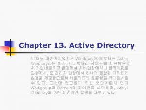 n n Active Directory Directory Directory Directory Windows