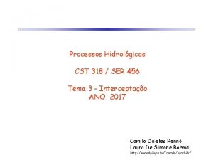 Processos Hidrolgicos CST 318 SER 456 Tema 3