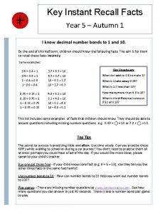 Key Instant Recall Facts Year 5 Autumn 1