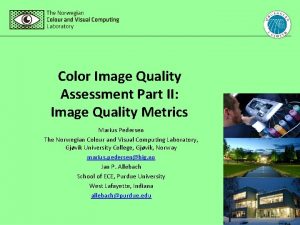 Color Image Quality Assessment Part II Image Quality