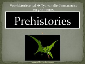 Voorhistoriese tyd Tyd van die dinosaurusse en grotmense