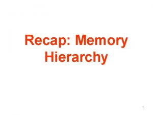 Recap Memory Hierarchy 1 Memory Hierarchy the Big