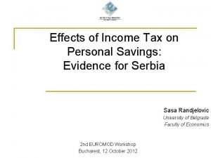 Effects of Income Tax on Personal Savings Evidence