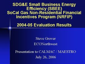 SDGE Small Business Energy Efficiency SBEE So Cal