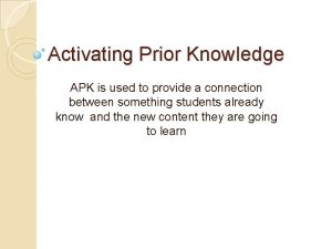 Activating prior knowledge examples