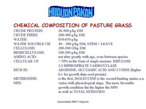 CHEMICAL COMPOSITION OF PASTURE GRASS CRUDE PROTEIN CRUDE