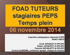 FOAD TUTEURS stagiaires PEPS Temps plein 06 novembre