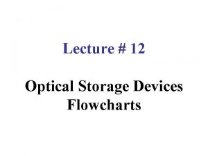 Lecture 12 Optical Storage Devices Flowcharts Optical Storage