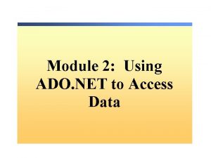 Ado.net object model