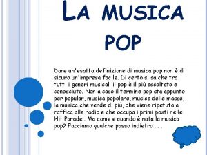 Definizione di musica pop