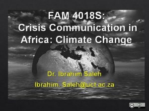 FAM 4018 S Crisis Communication in Africa Climate