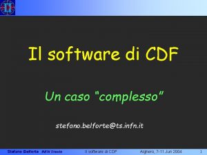 Il software di CDF Un caso complesso stefano