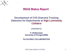 RD 42 Status Report Development of CVD Diamond