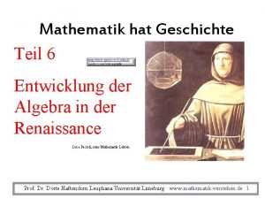 Mathematik hat Geschichte Teil 6 Entwicklung der Algebra