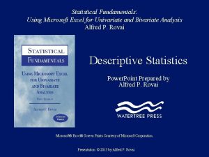 Statistical Fundamentals Using Microsoft Excel for Univariate and