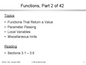 Functions Part 2 of 42 Topics Functions That