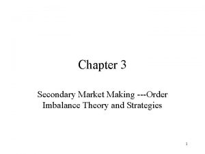 Chapter 3 Secondary Market Making Order Imbalance Theory