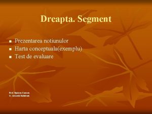 Dreapta Segment n n n Prezentarea notiunulor Harta