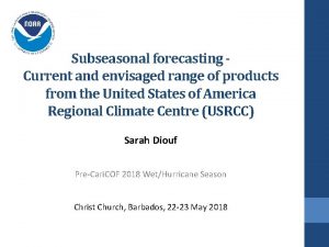 Subseasonal forecasting Current and envisaged range of products