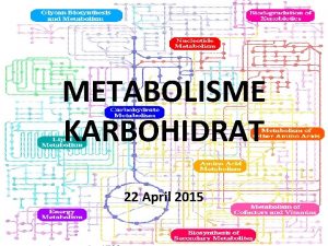 METABOLISME KARBOHIDRAT 22 April 2015 KATEGORI LINTASAN METABOLISME