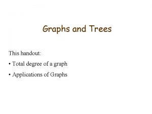 Graphs and Trees This handout Total degree of